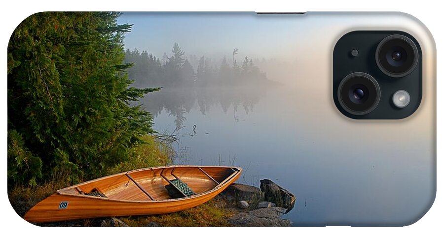 Minnesota iPhone Case featuring the photograph Foggy Morning on Spice Lake by Larry Ricker