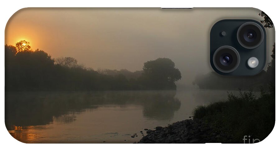 Sunrise iPhone Case featuring the photograph Foggy Morning Red River of the North by Steve Augustin