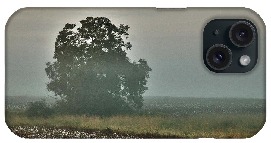 Flowers iPhone Case featuring the digital art Foggy Tree in the Field by Michael Thomas