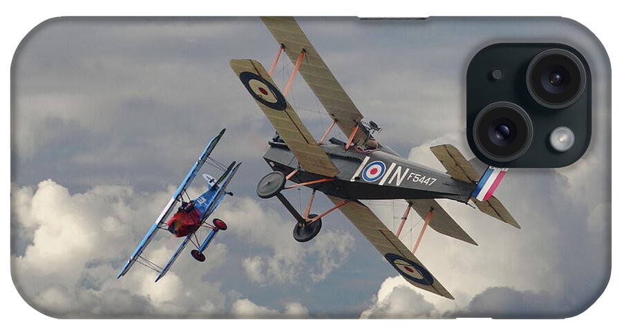 Aircraft iPhone Case featuring the digital art Fokker DVll and SE5 head to head by Pat Speirs