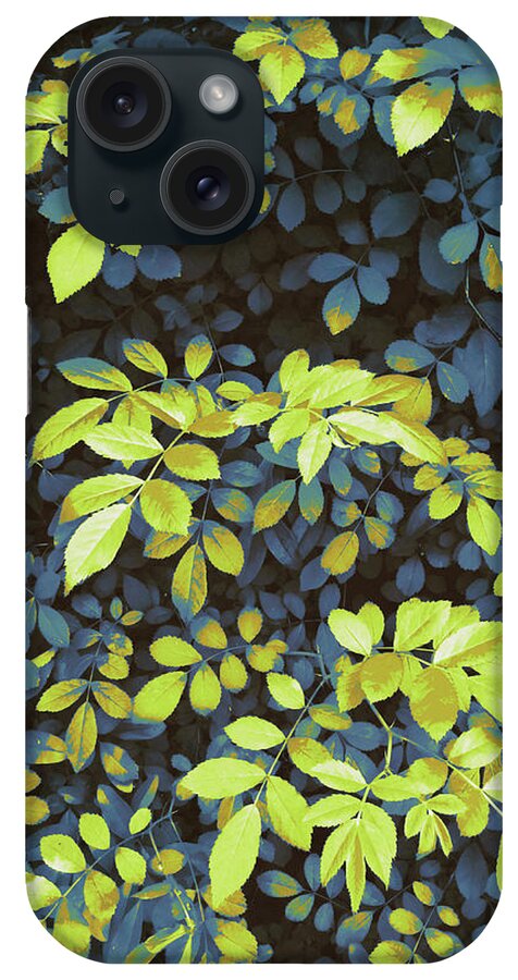 Foliage iPhone Case featuring the digital art Foliage Hues - Dark Blue and Green by Shawna Rowe