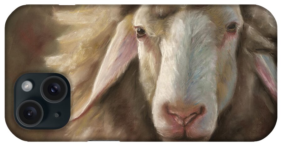 Sheep iPhone Case featuring the pastel Follower by Kirsty Rebecca