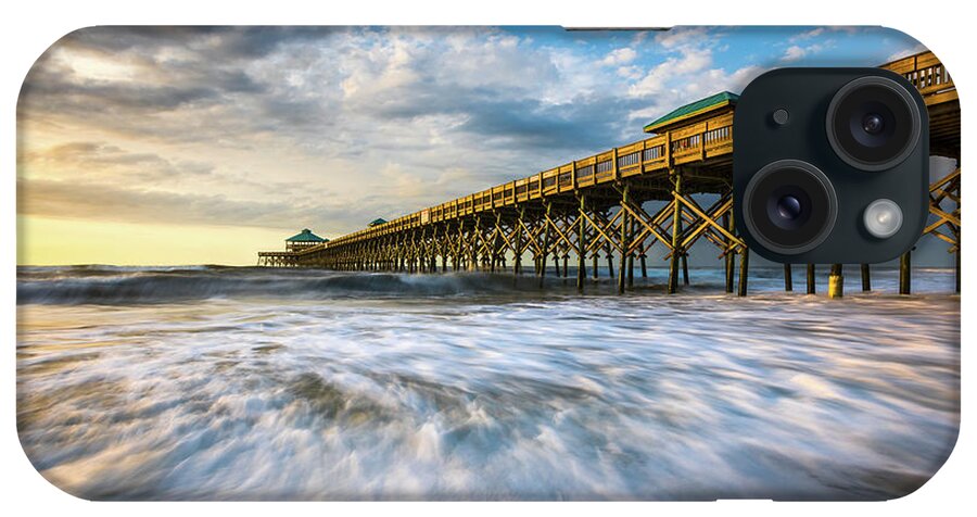 Folly Beach iPhone Case featuring the photograph Folly Beach SC Pier Charleston South Carolina Seascape by Dave Allen