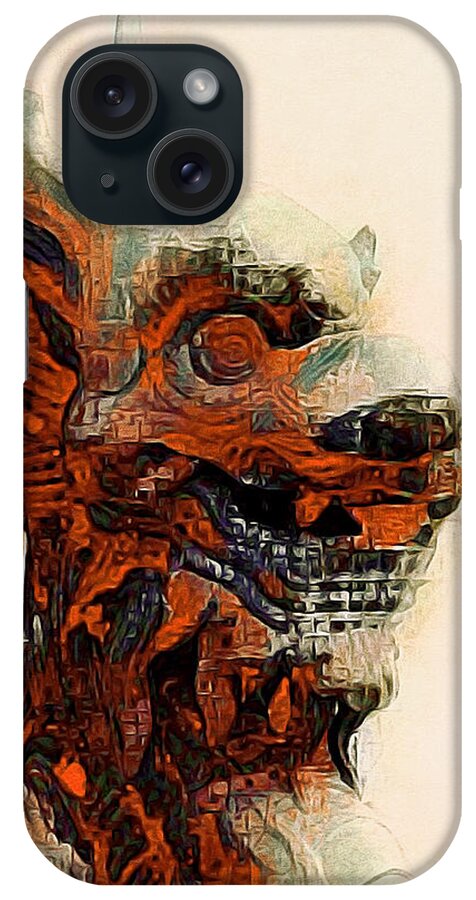 Foo Dog iPhone Case featuring the mixed media Foo Dog by Susan Maxwell Schmidt