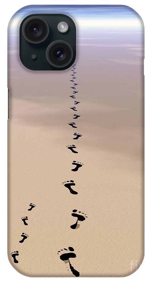 Footprints iPhone Case featuring the digital art Footprints In The Sand by Walter Neal