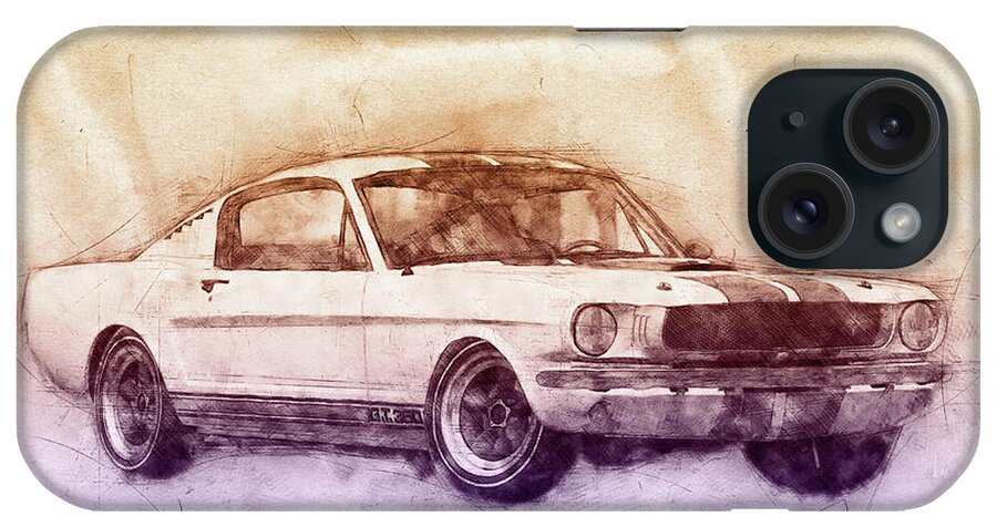 Ford Shelby Mustang Gt350 iPhone Case featuring the mixed media Ford Shelby Mustang GT350 - 1965 - Sports Car 2 - Automotive Art - Car Posters by Studio Grafiikka