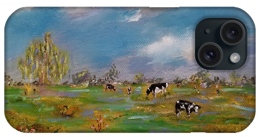 Cows iPhone Case featuring the painting Forty Acres by Judith Rhue