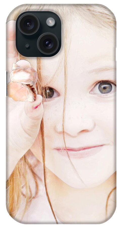 Girl iPhone Case featuring the photograph Found a Seashell by Frances Miller