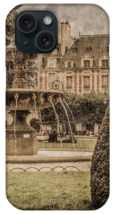Paris iPhone Case featuring the photograph Paris, France - Fountain, Place des Vosges by Mark Forte