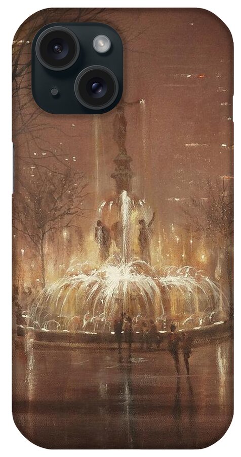 Fountain Square iPhone Case featuring the painting Fountain Square by Tom Shropshire