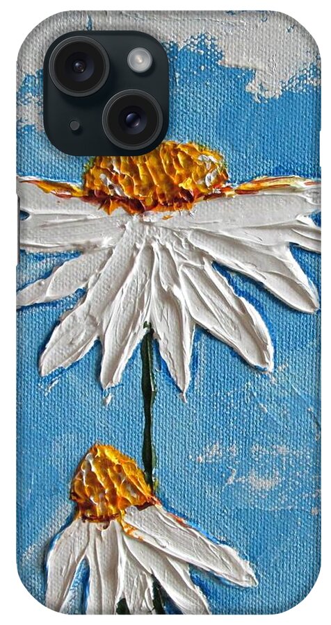 Daisy iPhone Case featuring the painting Four Daisies by Mary Mirabal