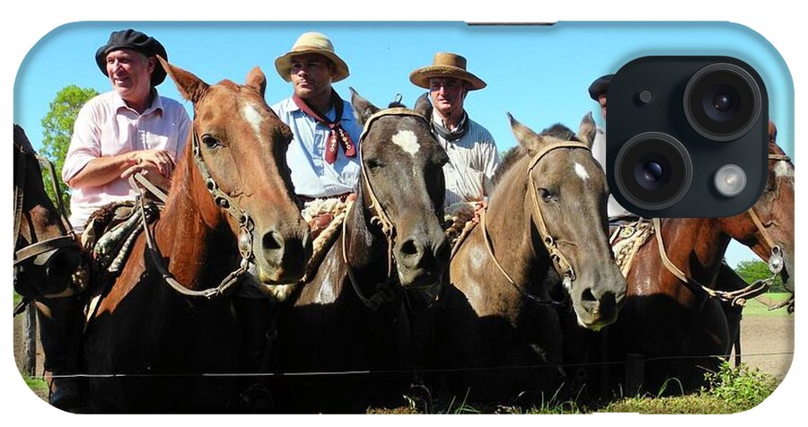 Four Gauchos iPhone Case featuring the photograph Four Gauchos in Argentina by Kirsten Giving