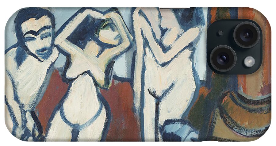 German Painters iPhone Case featuring the painting Four Wood Sculptures by Ernst Ludwig Kirchner