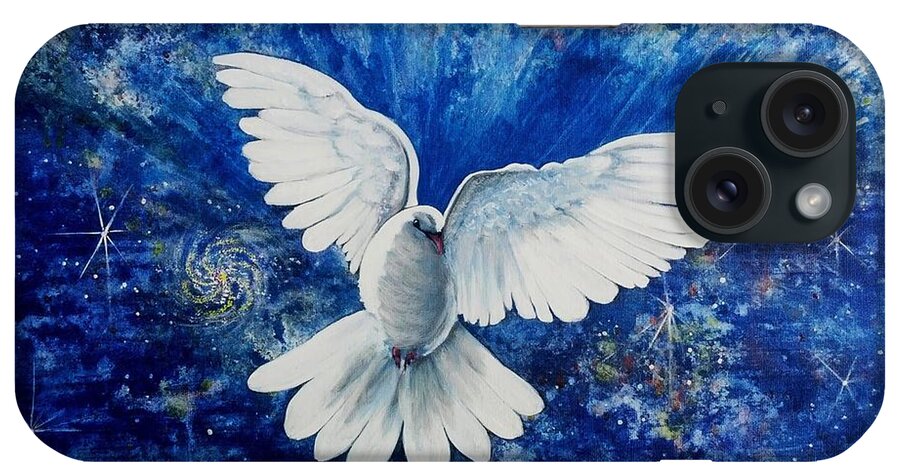 Space iPhone Case featuring the painting Fourth Day Dove #1 by Vivian Casey Fine Art