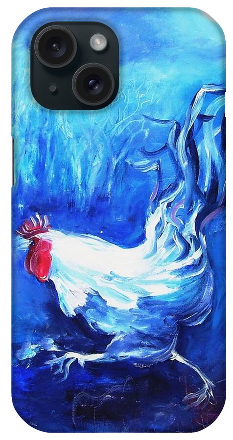 Cockerel iPhone Case featuring the painting Fox Alert  by Trudi Doyle