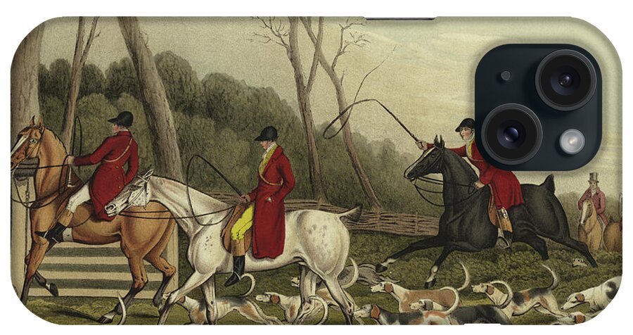 Fox Hunting Going Into Cover iPhone Case featuring the painting Fox Hunting going into Cover by Henry Thomas Alken