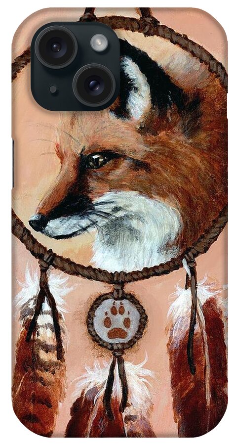 Fox iPhone Case featuring the painting Fox Medicine Wheel by Brandy Woods