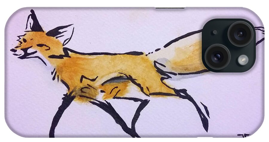 Wildlife Nature Fox Watercolor Animal Paint Art Jg Original iPhone Case featuring the photograph Fox by Paola Jauregui