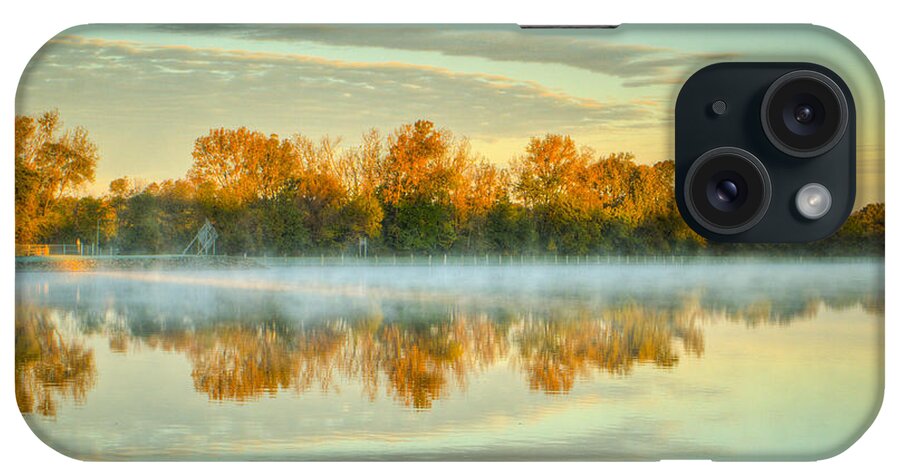 Illinois iPhone Case featuring the photograph Fox River Above McHenry Dam at Sunrise by Roger Passman