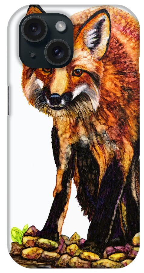 Woolyfrog iPhone Case featuring the painting Foxy Lady by Jan Killian