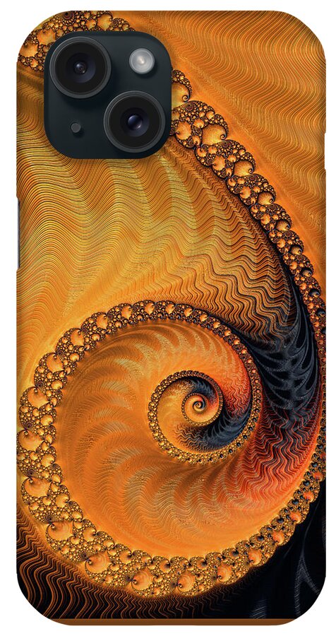 Orange iPhone Case featuring the digital art Fractal spiral orange and brown by Matthias Hauser