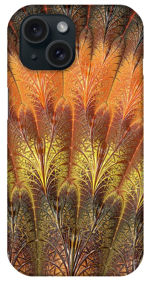  iPhone Case featuring the mixed media Fractalized Feather Fan by Barbara Milton