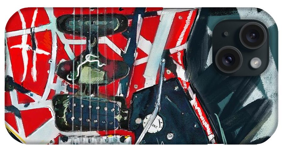 Eddie Van Halen iPhone Case featuring the drawing FrankenStrat by Tim Toonen