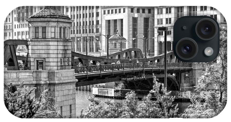 Chicago iPhone Case featuring the photograph Franklin Street Bridge Black and White by Christopher Arndt