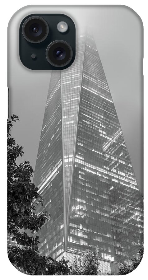 B&w iPhone Case featuring the photograph Freedom Tower into the Fog by John McGraw