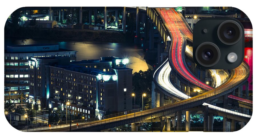 Scenics iPhone Case featuring the photograph Freeway Winds Through Portland, Oregon at Night by Bryan Mullennix