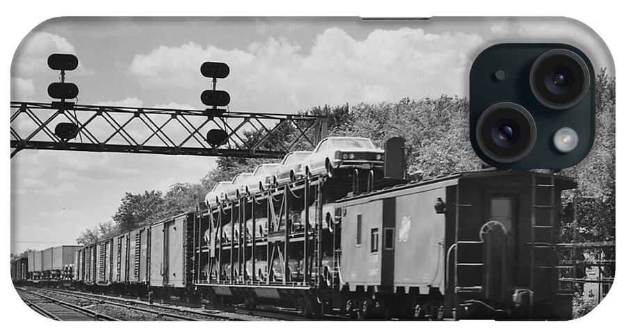 Illinois iPhone Case featuring the photograph Freight Train Carrying Automobiles by Chicago and North Western Historical Society