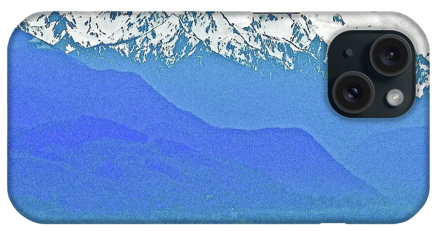 Olympic Mountains iPhone Case featuring the digital art Freighter Dwarfed by The Olympics by Gary Olsen-Hasek