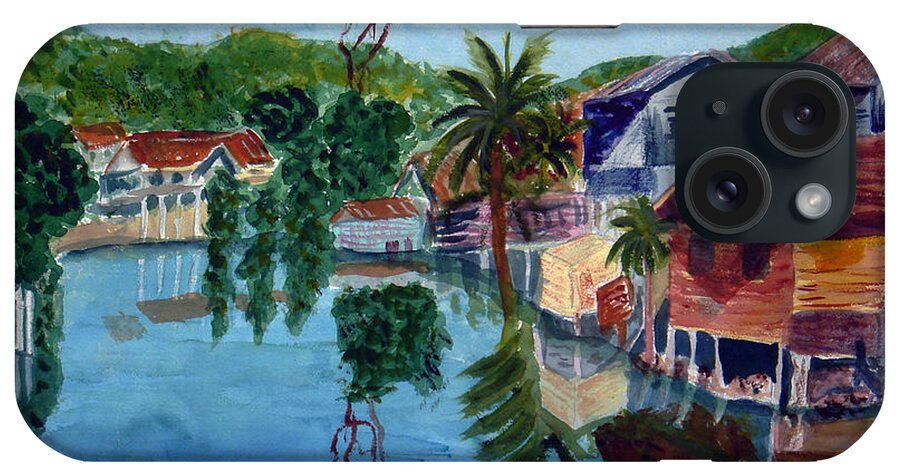 French Harbo iPhone Case featuring the painting French Harbor Isla de Roatan by Donna Walsh