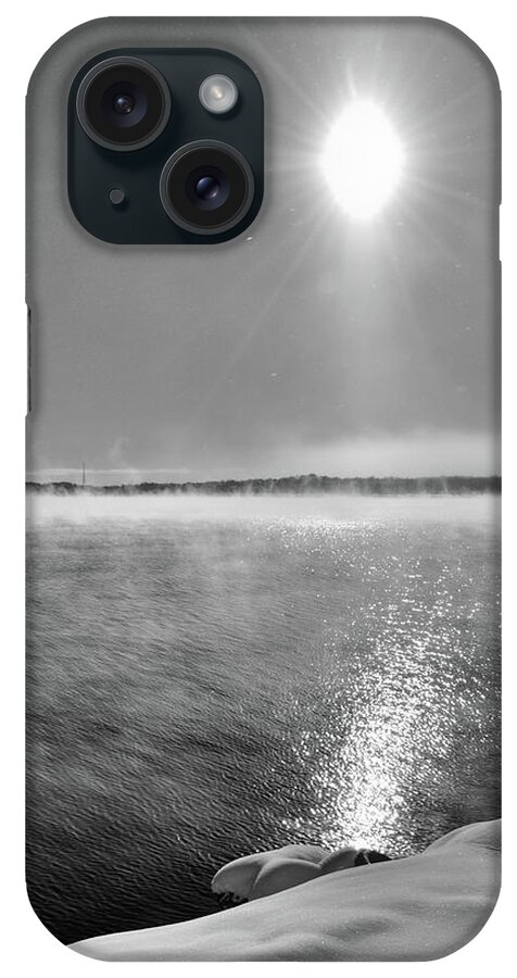 Black And White iPhone Case featuring the photograph Fresh Snow And Sunlight BW by Lyle Crump