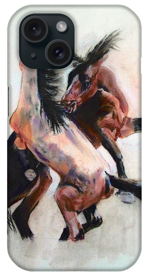 Horse iPhone Case featuring the painting Friendly by Khalid Saeed