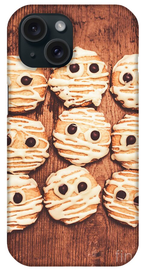Halloween iPhone Case featuring the photograph Frightened mummy baked biscuits by Jorgo Photography