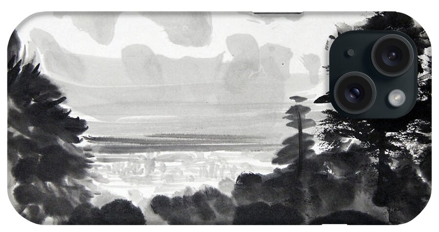Japanese iPhone Case featuring the painting From The Hill by Fumiyo Yoshikawa