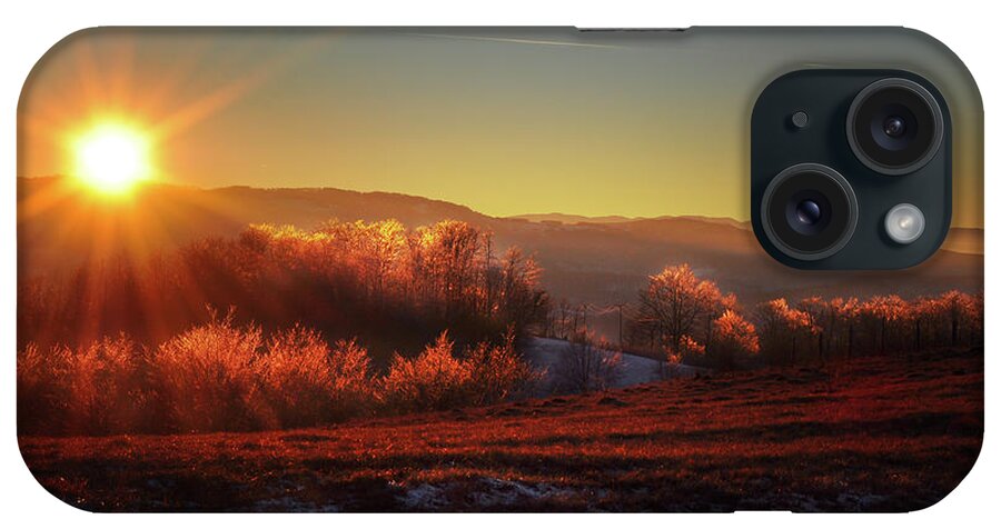 Beautiful iPhone Case featuring the photograph Frosty sunset by Supertramp One