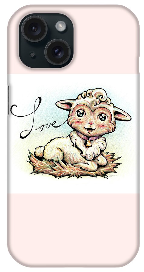 Nature iPhone Case featuring the drawing Inspirational Animal LAMB by Sipporah Art and Illustration