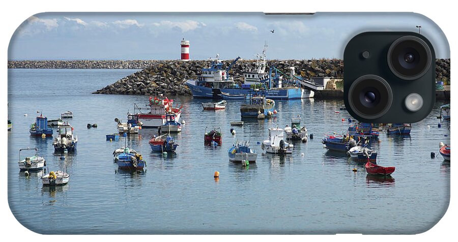 Editorial iPhone Case featuring the photograph Fishing Boats in Sines Harbot, Portugal by Carlos Caetano