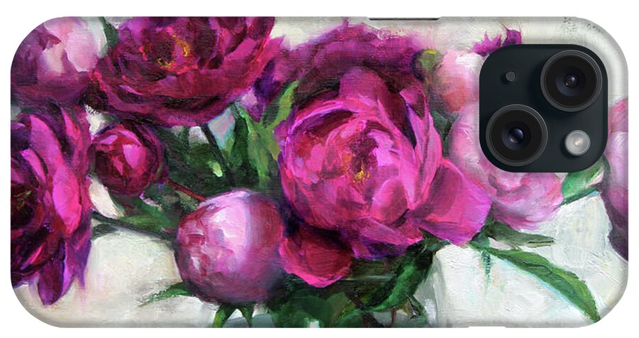 Fuchsia iPhone Case featuring the painting Fuchsia and White by Anna Rose Bain