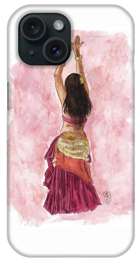 Bellydance iPhone Case featuring the painting Fuchsia by Brandy Woods