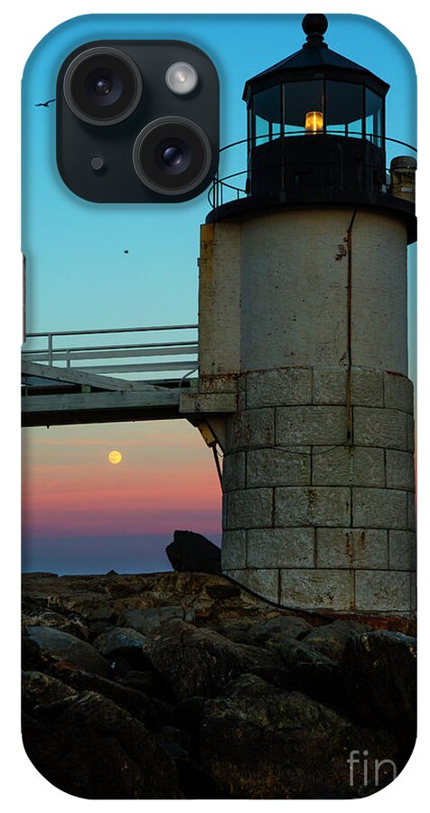 Lighthouse iPhone Case featuring the photograph Full Moon at Marshall Point Lighthouse by Diane Diederich