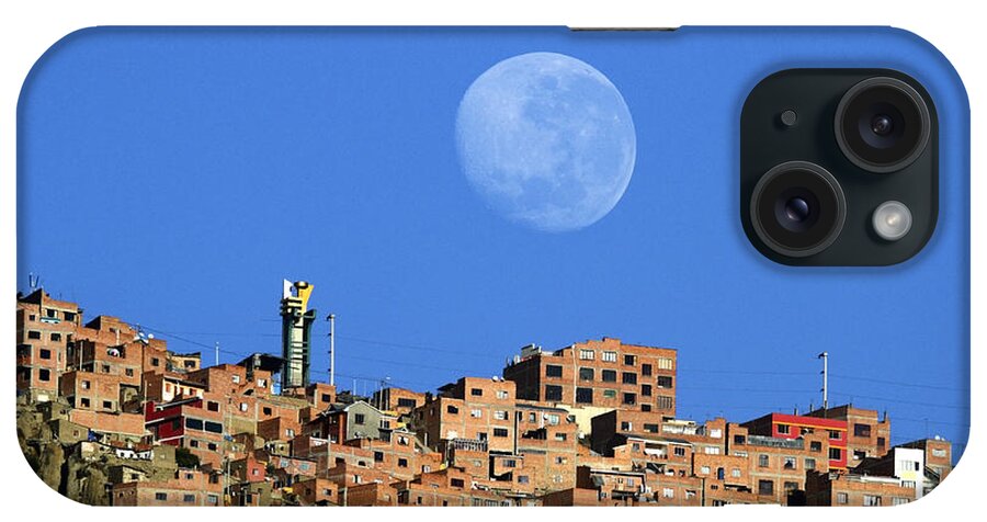 Bolivia iPhone Case featuring the photograph Full moon setting over El Alto Bolivia by James Brunker
