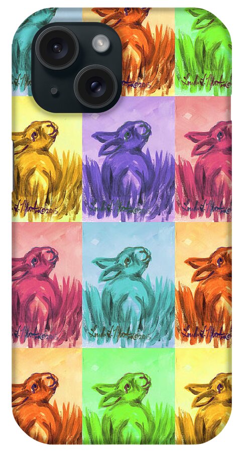 Rabbit iPhone Case featuring the painting Fun Spring Bunnies by Linda L Martin