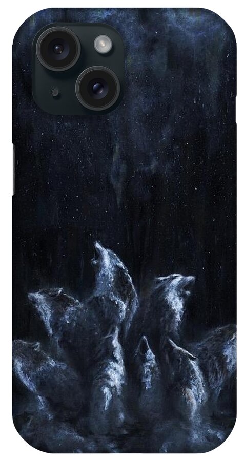 Wolves iPhone Case featuring the painting Gaia's Chorus by Patricia Kanzler