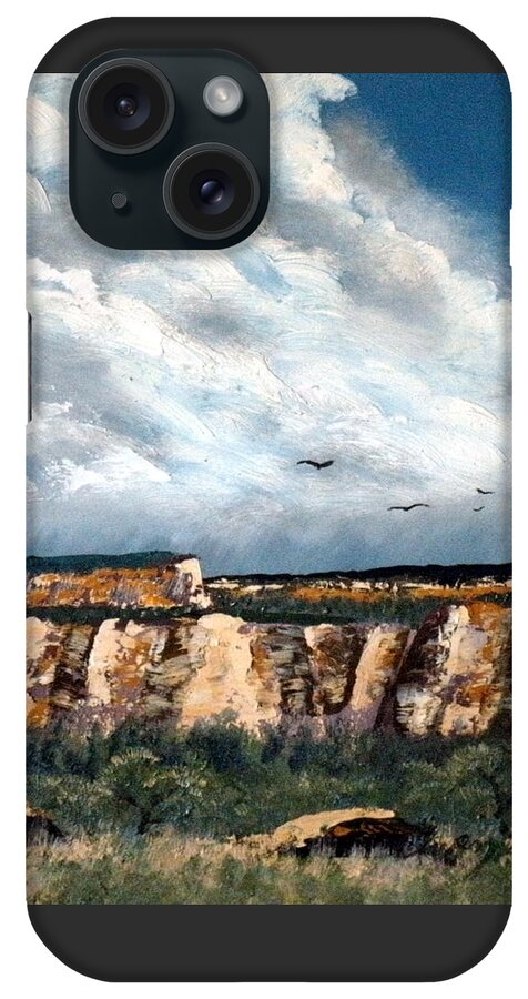 Landscape iPhone Case featuring the painting Gallup Bluffs 3 of 6 by Carl Owen
