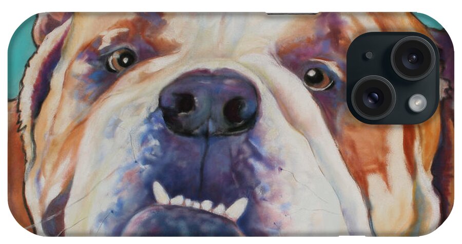 Pat Saunders-white Pet Portraits iPhone Case featuring the painting Game Face  by Pat Saunders-White