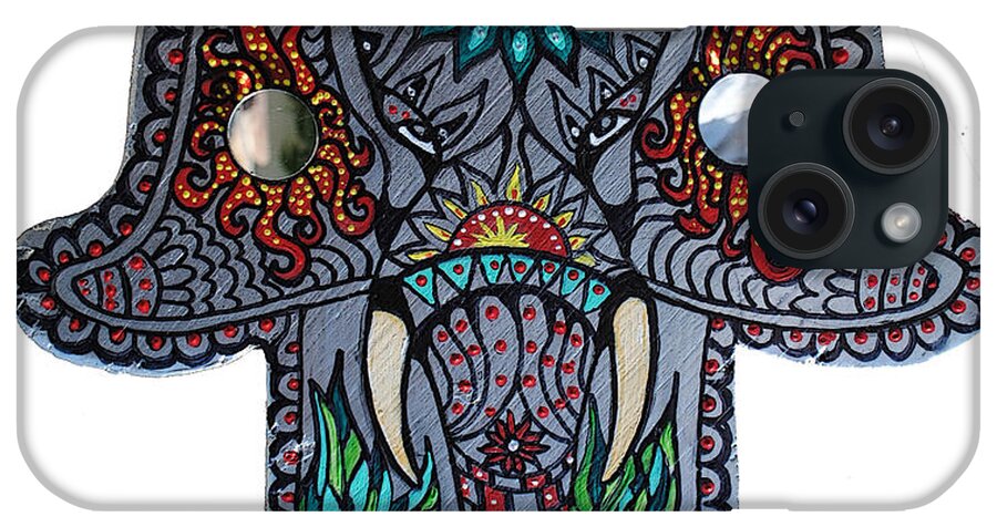 Hamsa iPhone Case featuring the painting Ganesha Hamsa by Patricia Arroyo