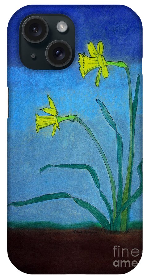 Flowers iPhone Case featuring the painting Garden Daffodils by Norma Appleton